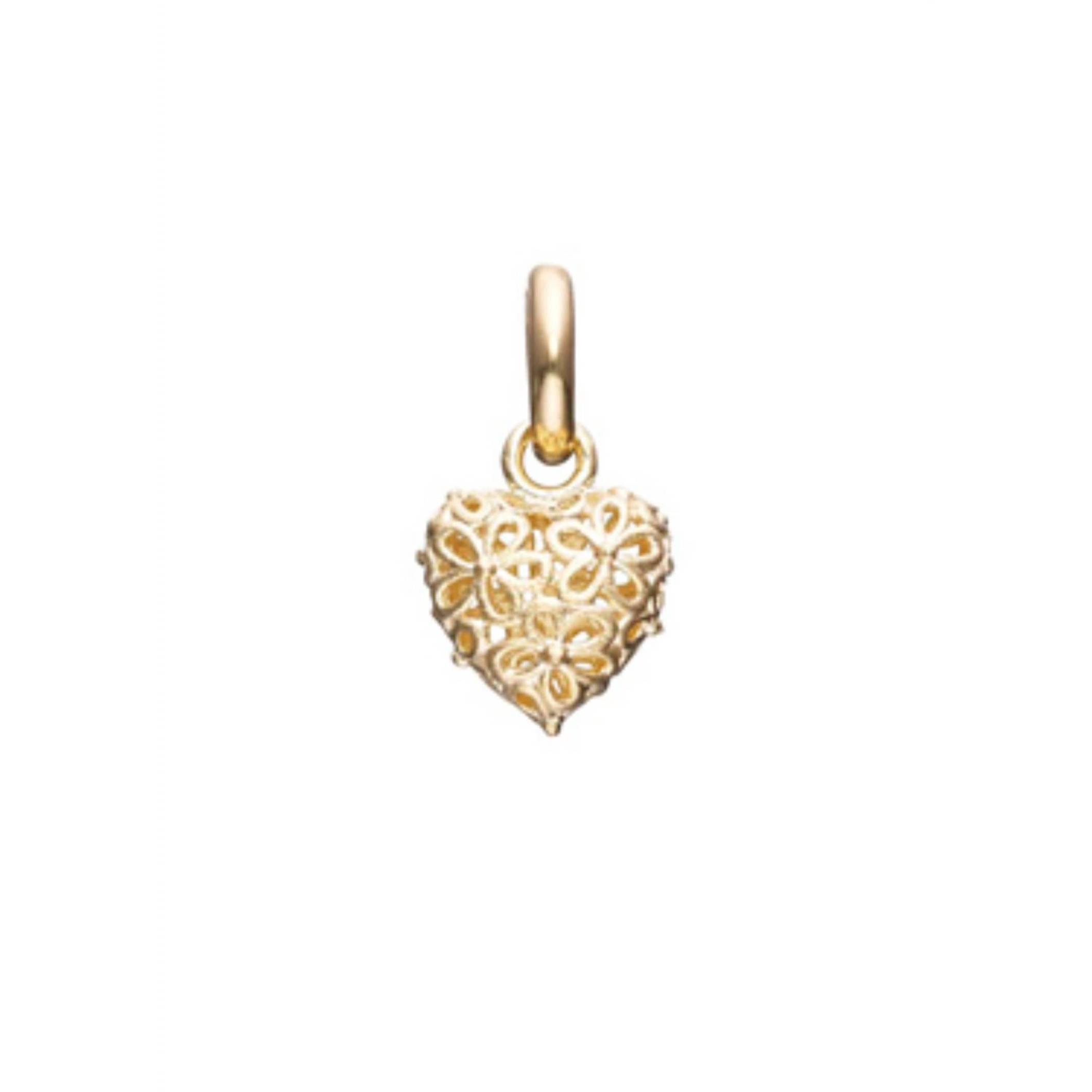 New Story Jewellery Women's Flower Pattern Heart Dangle Pendant In Gold Plated